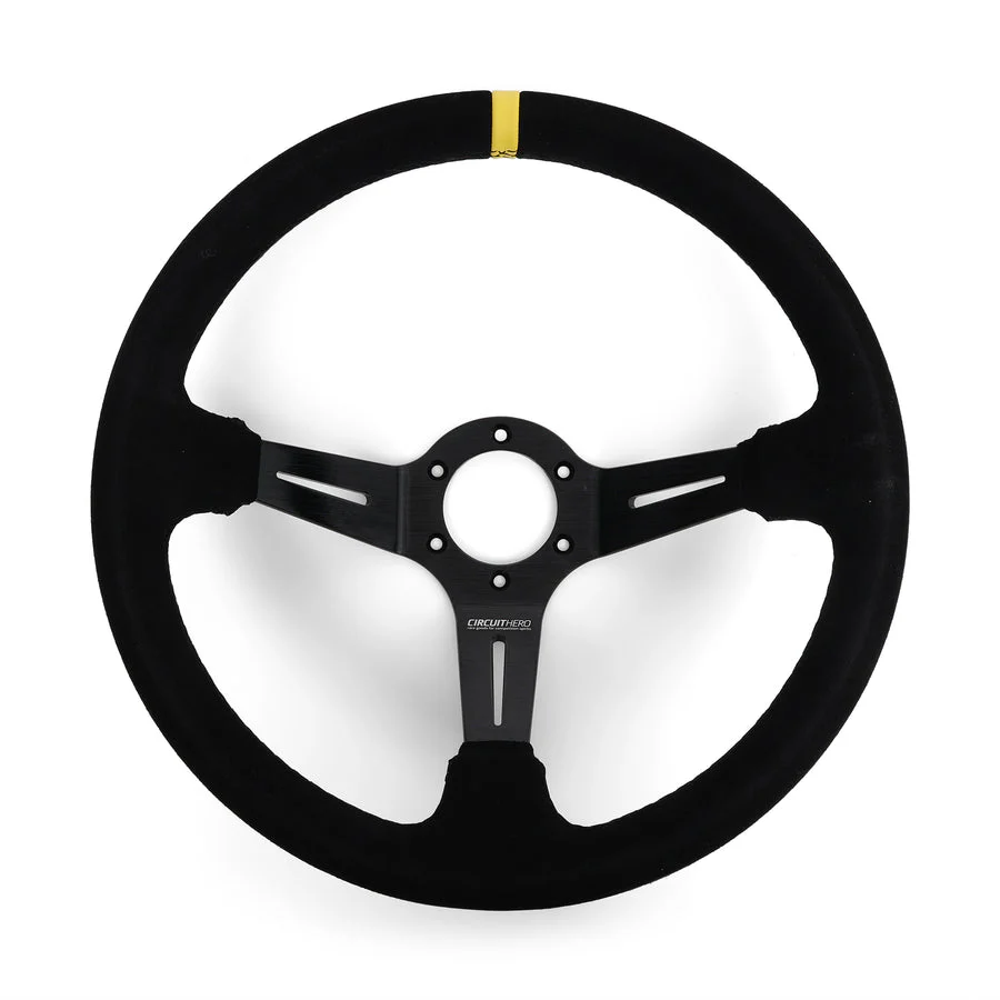 Circuit Hero 3 Spoke Steering Wheel with Slots 350mm/97mm Dish 6 Bolt - Image 5