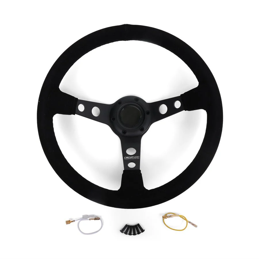 Circuit Hero 3 Spoke Steering Wheel with Holes 345mm/70mm Dish 6 Bolt - Image 3