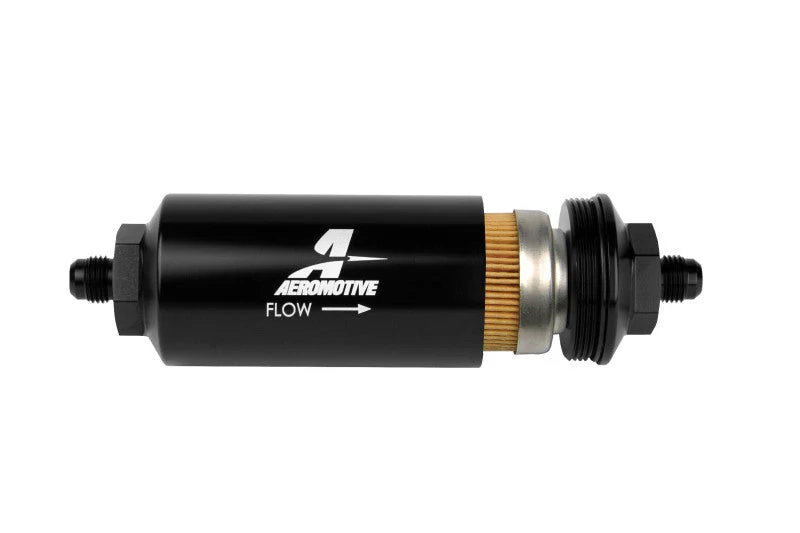 Aeromotive In-Line Filter - (AN-6 Male) 10 Micron Fabric Element Bright Dip Black Finish - Image 2