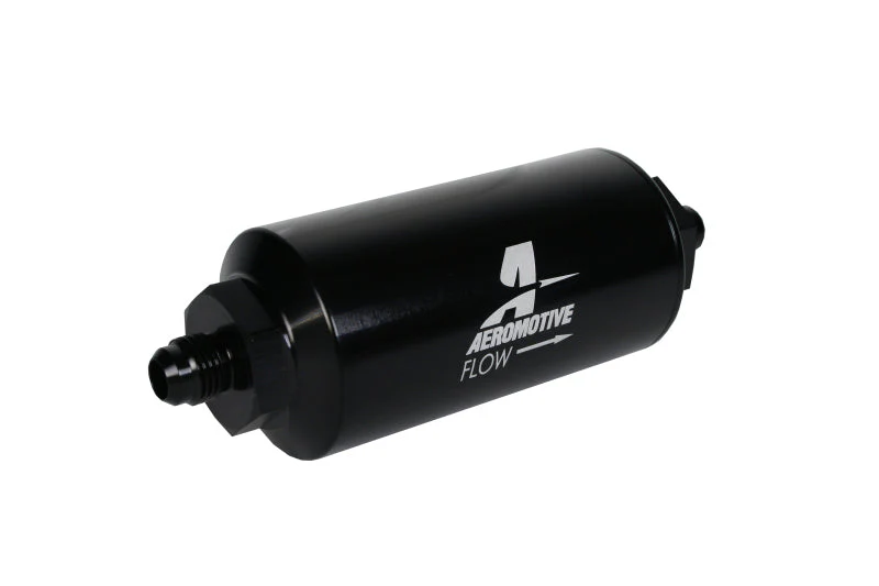 Aeromotive In-Line Filter - (AN-6 Male) 10 Micron Fabric Element Bright Dip Black Finish - Image 3