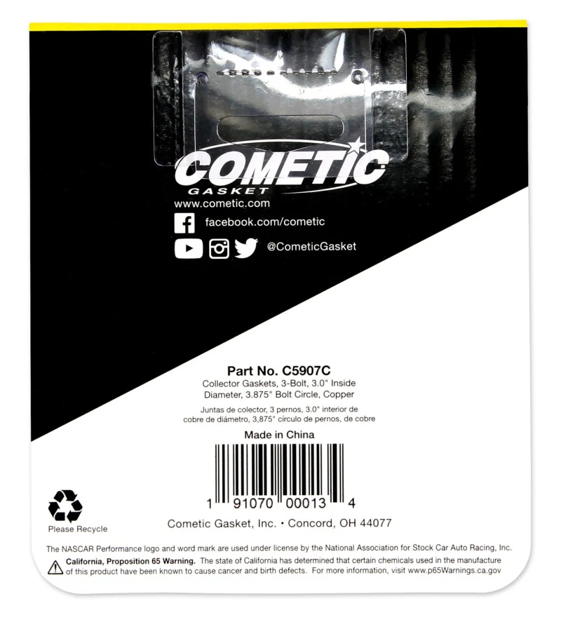 Cometic 3.0in Copper Header Collector - .043in DIA Port/3.875 Bolt Circle - Image 6