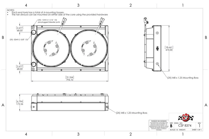 CSF Motorsport Radiator with Shroud - 14in SPAL Brushless Fans - Harnesses - Image 2