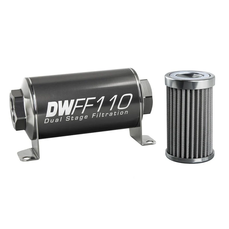 DeatschWerks Stainless Steel 10AN 100 Micron Universal Inline Fuel Filter Housing Kit (110mm) - Image 2