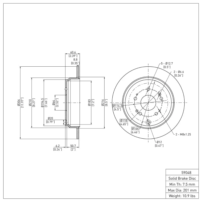 DFC 05-18 Acura RDX Rear Brake Rotor - Image 2