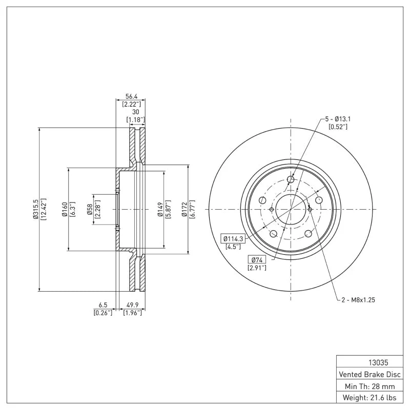 DFC 15-21 Subaru WRX Front Brake Rotor - Image 2