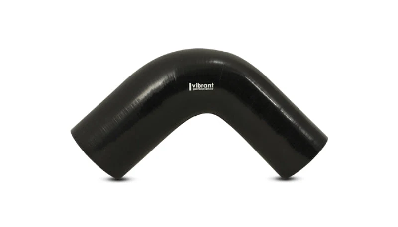 Vibrant 1.5in ID x 1.75in ID x 4in Long Gloss Black Silicone 90 Degree Transition Elbow - Image 2