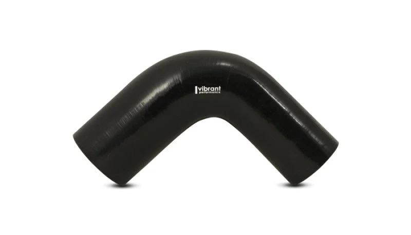 Vibrant 1.5in ID x 2in ID x 4in Long Gloss Black Silicone 90 Degree Transition Elbow - Image 2