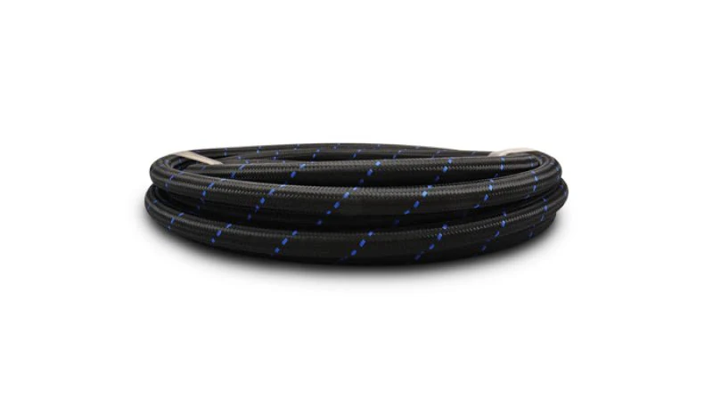 Vibrant -12 AN Two-Tone Black/Blue Nylon Braided Flex Hose (5 foot roll) - Image 2
