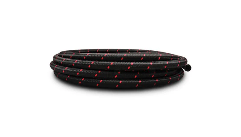 Vibrant -12 AN Two-Tone Black/Red Nylon Braided Flex Hose (10 foot roll) - Image 2