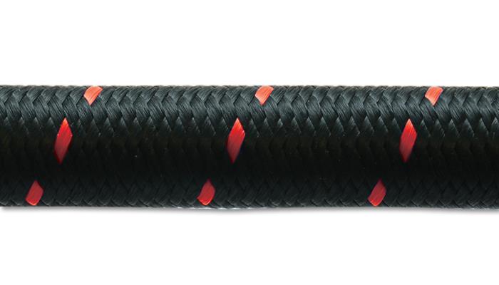 Vibrant -12 AN Two-Tone Black/Red Nylon Braided Flex Hose (20 foot roll) - Image 3