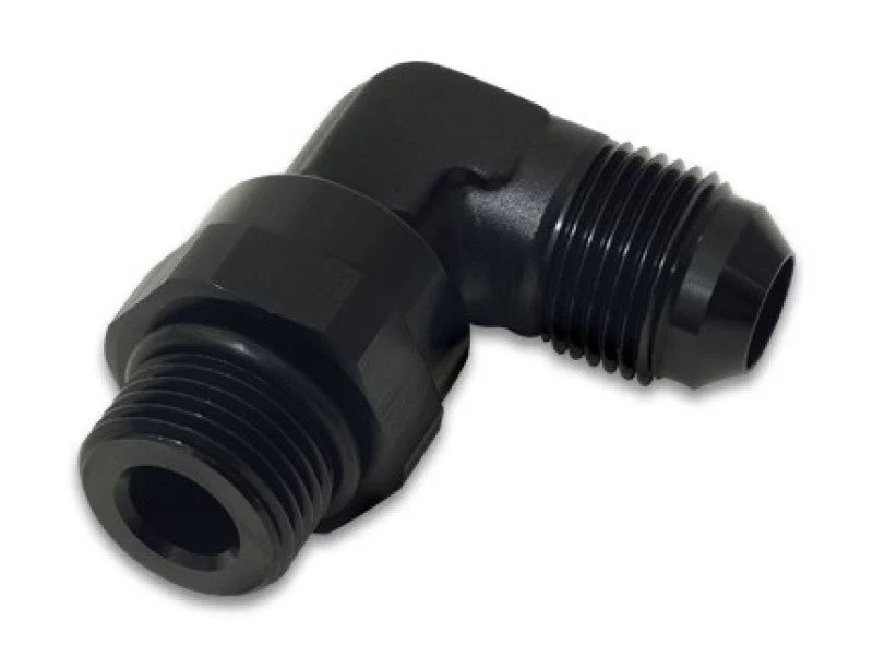 Vibrant -12AN Male Flare to Male -12AN ORB Swivel 90 Degree Adapter Fitting - Anodized Black - Image 2