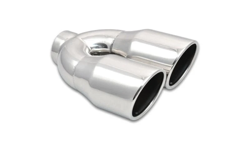 Vibrant 2.5in ID Dual 3.5in OD Round SS Exhaust Tip (Single Wall Angle Cut) - Image 2