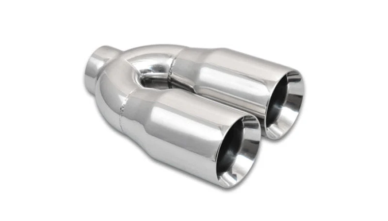 Vibrant 2.5in ID Dual 3.5in OD Round SS Tips (Double Wall, Straight Cut) - Image 2