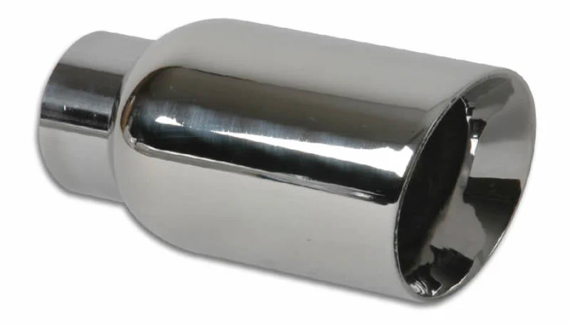Vibrant 2.5in ID Single 4in OD Round SS Exhaust Tip (Double Wall Angle Cut) - Image 2