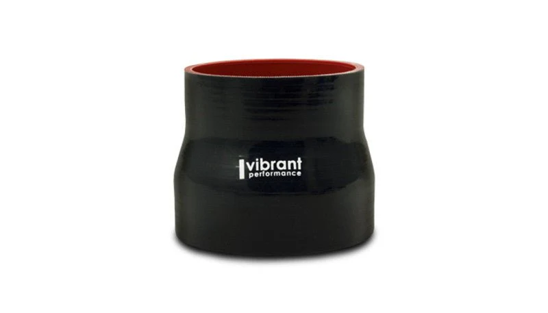 Vibrant 3.5in I.D. x 4.250in I.D. x 4.5in Long 4 Ply Gloss Black Silicone Transition Hose - Image 2