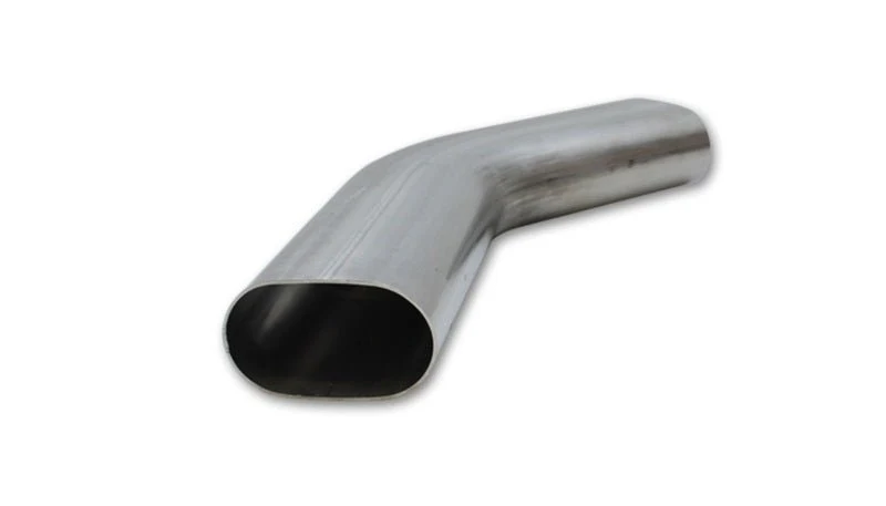 Vibrant 3.5in Oval (Nominal Size) T304 SS 45 deg Mandrel Bend 6in x 6in leg lengths - Image 2