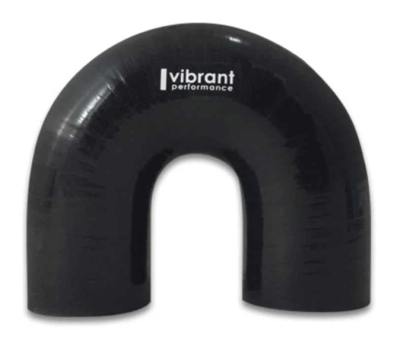 Vibrant 4 Ply Reinforced Silicone Elbow Connector - 1.75in ID x 5.50in Leg 180 Deg Elbow (BLACK) - Image 3