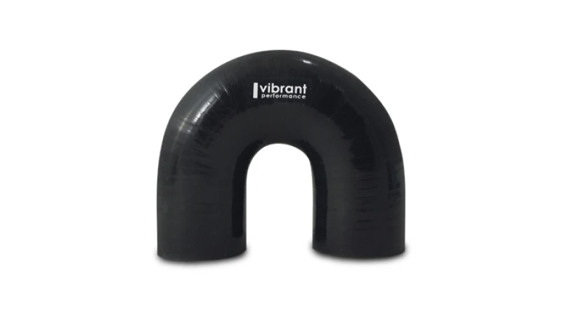 Vibrant 4 Ply Reinforced Silicone Elbow Connector - 1in ID x 5.875in Leg 180 Deg Elbow (BLACK) - Image 2
