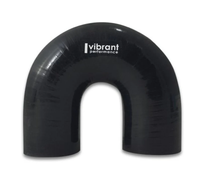 Vibrant 4 Ply Reinforced Silicone Elbow Connector - 3in ID x 4.25in Leg 180 Deg Elbow (BLACK) - Image 3