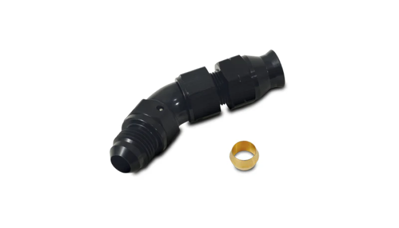 Vibrant 45 Degree 1/2in Tube to Male -8AN Flare Adapter w/ Olive Inserts - Image 2
