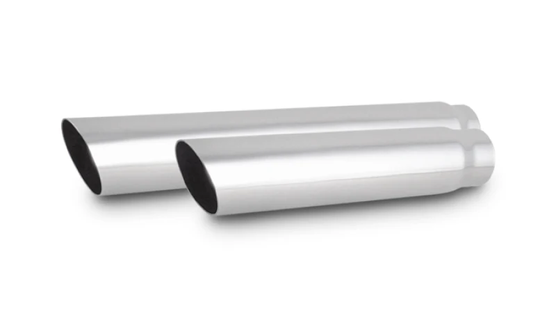 Vibrant 4in Round SS Truck/SUV Exhaust Tip (Single Wall Angle Cut) - 2.5in inlet 20in long - Image 2