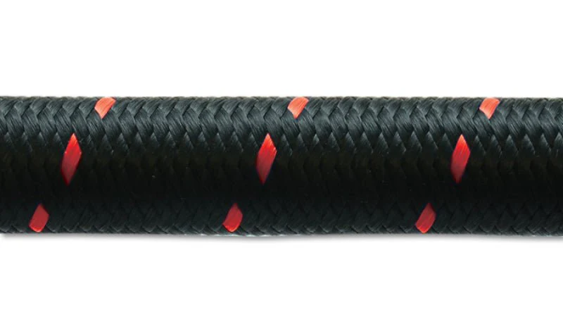 Vibrant -6 AN Two-Tone Black/Red Nylon Braided Flex Hose (5 foot roll) - Image 2