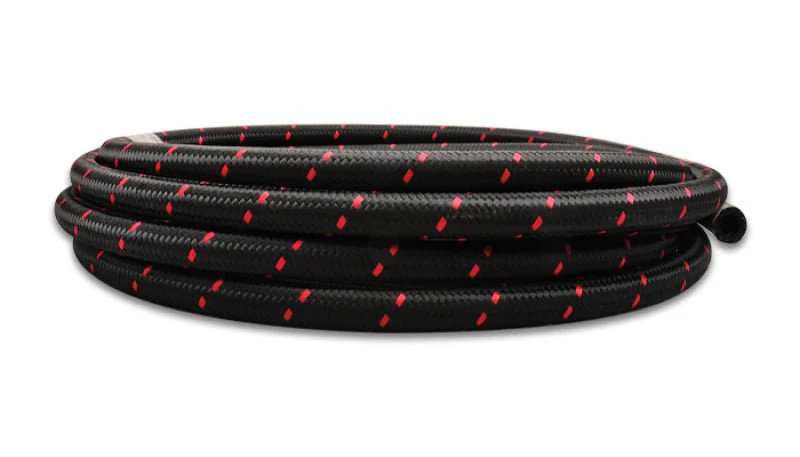 Vibrant -6 AN Two-Tone Black/Red Nylon Braided Flex Hose E85 Friendly (20ft Roll) - Image 3