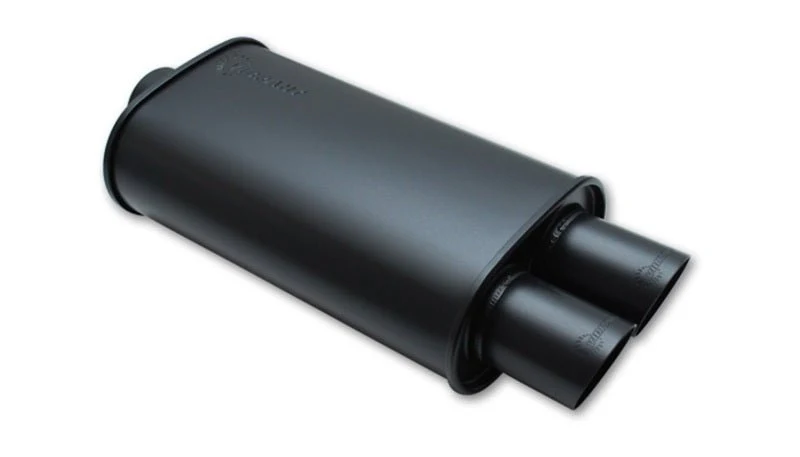 Vibrant StreetPower FLAT BLACK Oval Muffler with Dual 3in Outlet - 3in inlet I.D. - Image 2