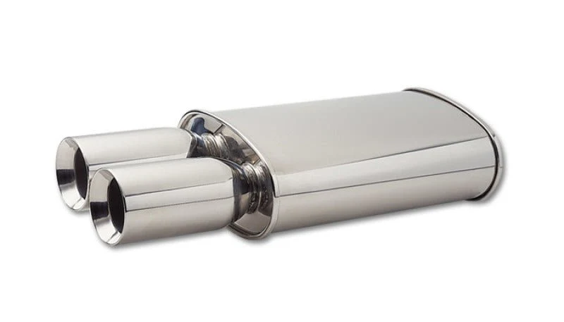 Vibrant StreetPower Oval Muffler w/ Dual 3.5in Round Tips Straight Cut Beveled Edge 2.5in inlet I.D. - Image 2