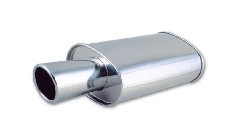Vibrant StreetPower Oval Muffler with 4in Round Tip Angle Cut Rolled Edge - 2.5in inlet I.D. - Image 2