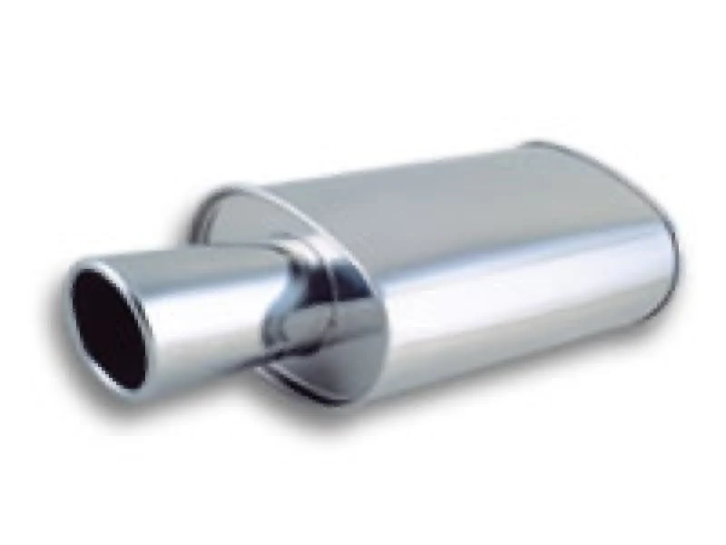 Vibrant StreetPower Turbo Oval Muffler with 4in Round Tip Angle Cut Rolled Edge - 3in inlet I.D. - Image 2